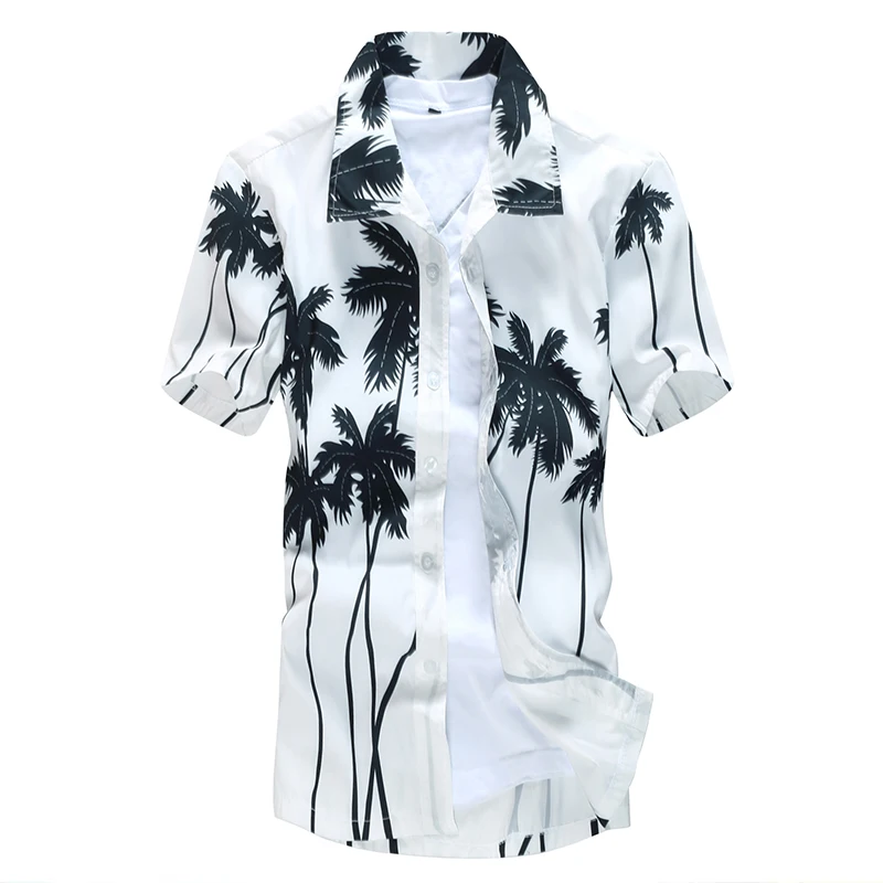 

Aloha Hawaiian Shirt Men Clothes 2021 Summer Camisa Havaiana Shirts Coconut Tree Printed Short Sleeve Mens Sandy Beach Wear 5XL