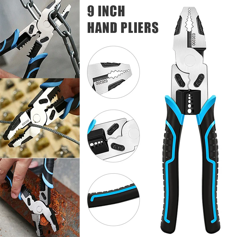 9 Inch Multitool Pliers Hybrid Multi Purpose Tool Crimper Wire Stripper Bolt Shearing Wire Grabbing Twisting Looping In stock 
9 Inch Multitool Pliers Hybrid Multi Purpose Tool Crimper Wire Stripper Bolt Shearing Wire Grabbing Twisting Looping In stock