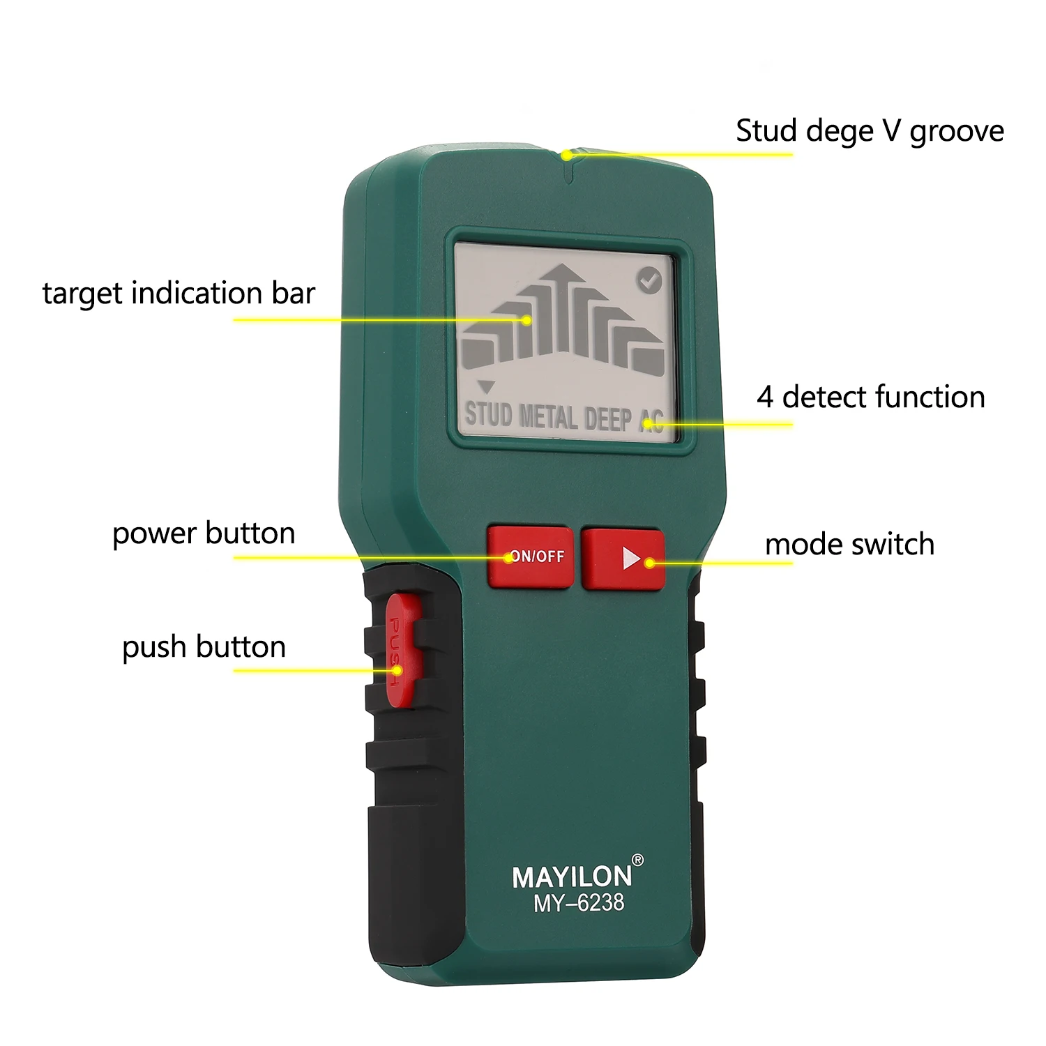 Stud Finder Metal Detector Gold 4-in-1 Multifunctional Electronic Sensor Detector Wood Metal Empty Hole AC Wire Studs Detecting
Stud Finder Metal Detector Gold 4-in-1 Multifunctional Electronic Sensor Detector Wood Metal Empty Hole AC Wire Studs Detecting