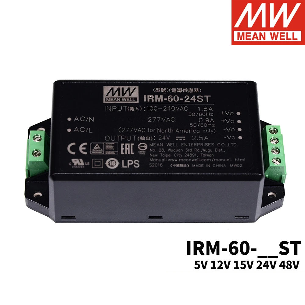 MEAN WELL IRM-60-ST 60W 85-305VAC To DC 5V 12V 15V 24V 48V Small Module Switching Power Supply Terminal Wiring Type SMPS
MEAN WELL IRM-60-ST 60W 85-305VAC To DC 5V 12V 15V 24V 48V Small Module Switching Power Supply Terminal Wiring Type SMPS