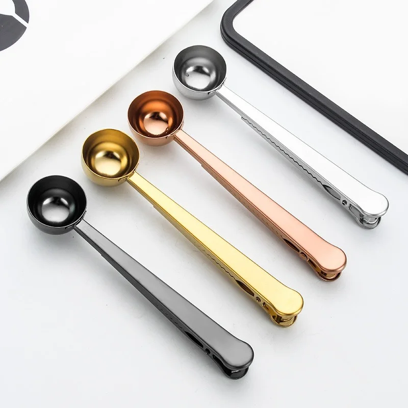 Stainless Steel Coffee Scoop Spoon Sealing Clip For Kitchen Multifunctional Coffee Measuring Spoon with Sealing Clip
Stainless Steel Coffee Scoop Spoon Sealing Clip For Kitchen Multifunctional Coffee Measuring Spoon with Sealing Clip