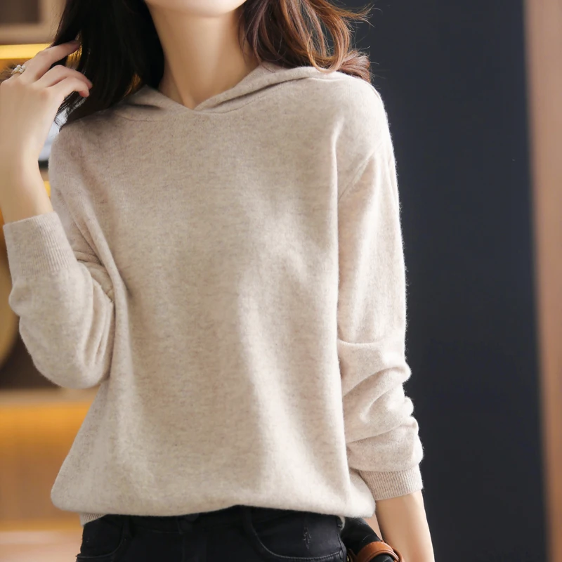 DY Wool hooded sweater women's long-sleeved knitted pullover loose casual hoodie top
DY Wool hooded sweater women's long-sleeved knitted pullover loose casual hoodie top