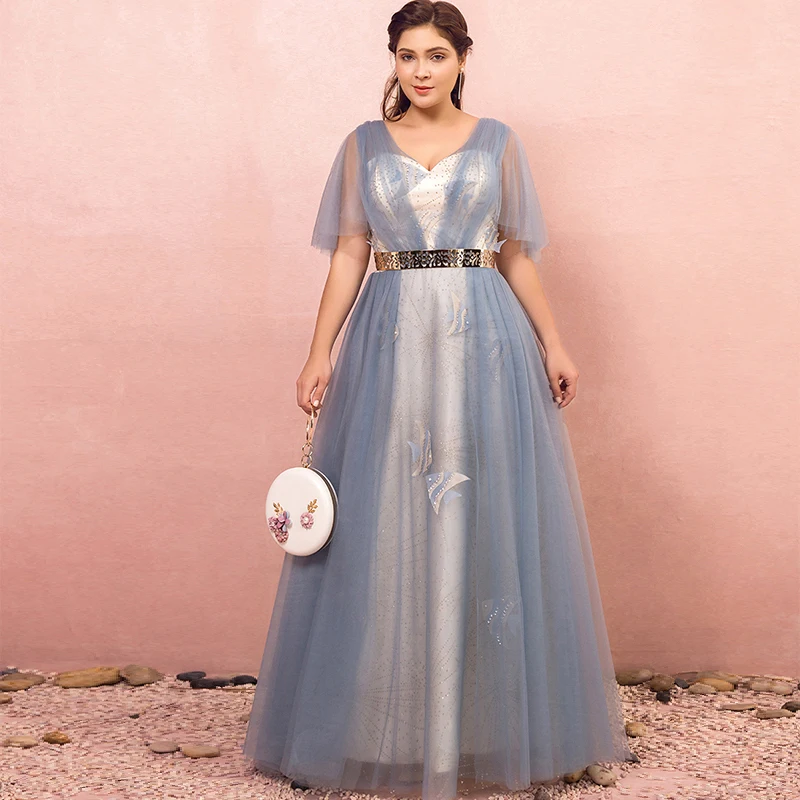 Fashion Evening Dress V-Neck Pleat Lace Short Sleeves Beads New A-Line Appliques Floor-Length Plus Size Women Formal Gowns D846
Fashion Evening Dress V-Neck Pleat Lace Short Sleeves Beads New A-Line Appliques Floor-Length Plus Size Women Formal Gowns D846