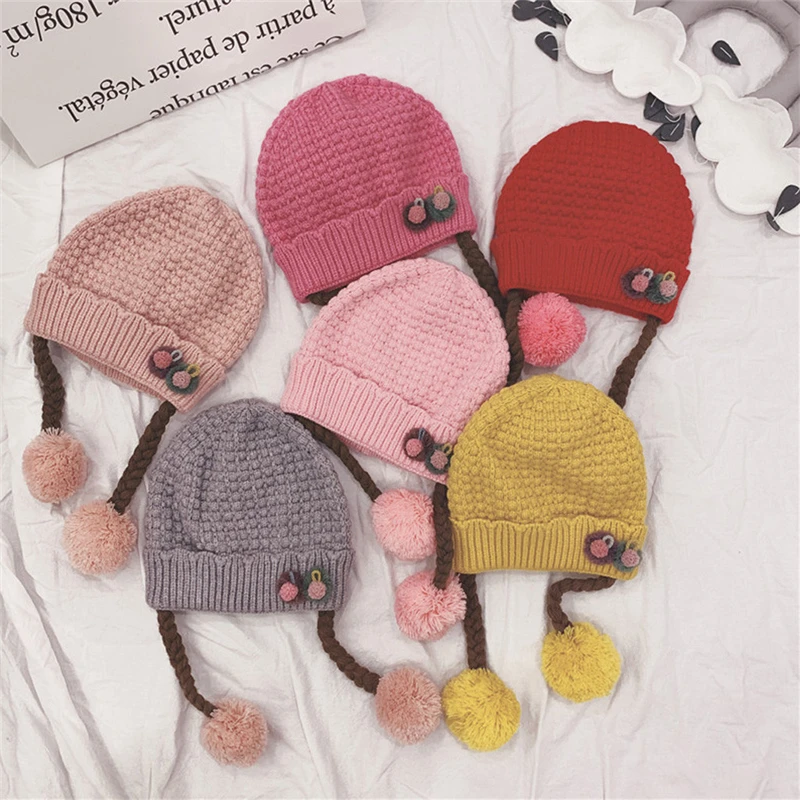 Winter Baby girls hats kids cute cartoon Twist braid Hairball beanie caps Kintted Warm fitted Hat photography props bonnet A40 
Winter Baby girls hats kids cute cartoon Twist braid Hairball beanie caps Kintted Warm fitted Hat photography props bonnet A40