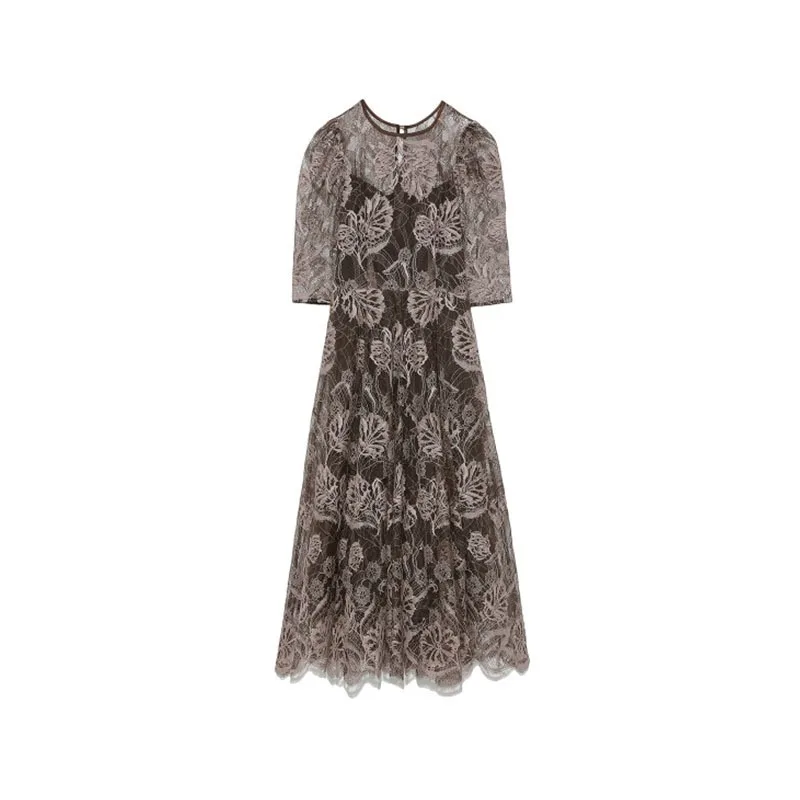 2021 Elegant Lace Patchwork Hook Flower Dress Women High Waist Hip A Line Slim Vestidos O Neck Pullover Long Sleeve Robe Spring 
2021 Elegant Lace Patchwork Hook Flower Dress Women High Waist Hip A Line Slim Vestidos O Neck Pullover Long Sleeve Robe Spring