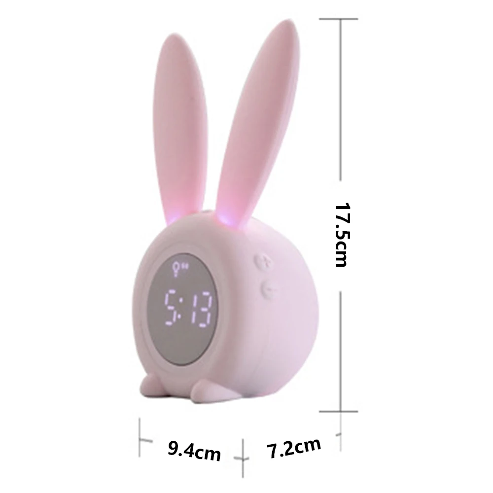 Portable Cute Rabbit Shape Digital Alarm Clock With Led Sound Night Light Function Table Silicone Induction Alarm Clock
Portable Cute Rabbit Shape Digital Alarm Clock With Led Sound Night Light Function Table Silicone Induction Alarm Clock