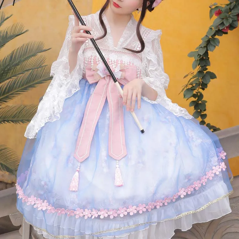 Sweet Chinese Style Lolita JSK Dress Soft Girl Cute Japanese Summer Bow Lace Splice OP Dress Elegant Sleeveless Ruffles Dresses
Sweet Chinese Style Lolita JSK Dress Soft Girl Cute Japanese Summer Bow Lace Splice OP Dress Elegant Sleeveless Ruffles Dresses