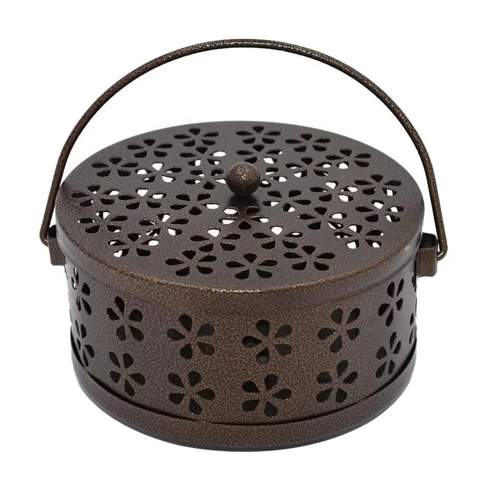 Mosquito Coil Holder Iron Hollow Incense Burner Round Fireproof Box with Handle Home Livingroom Bedroom Mosquito Racks
Mosquito Coil Holder Iron Hollow Incense Burner Round Fireproof Box with Handle Home Livingroom Bedroom Mosquito Racks