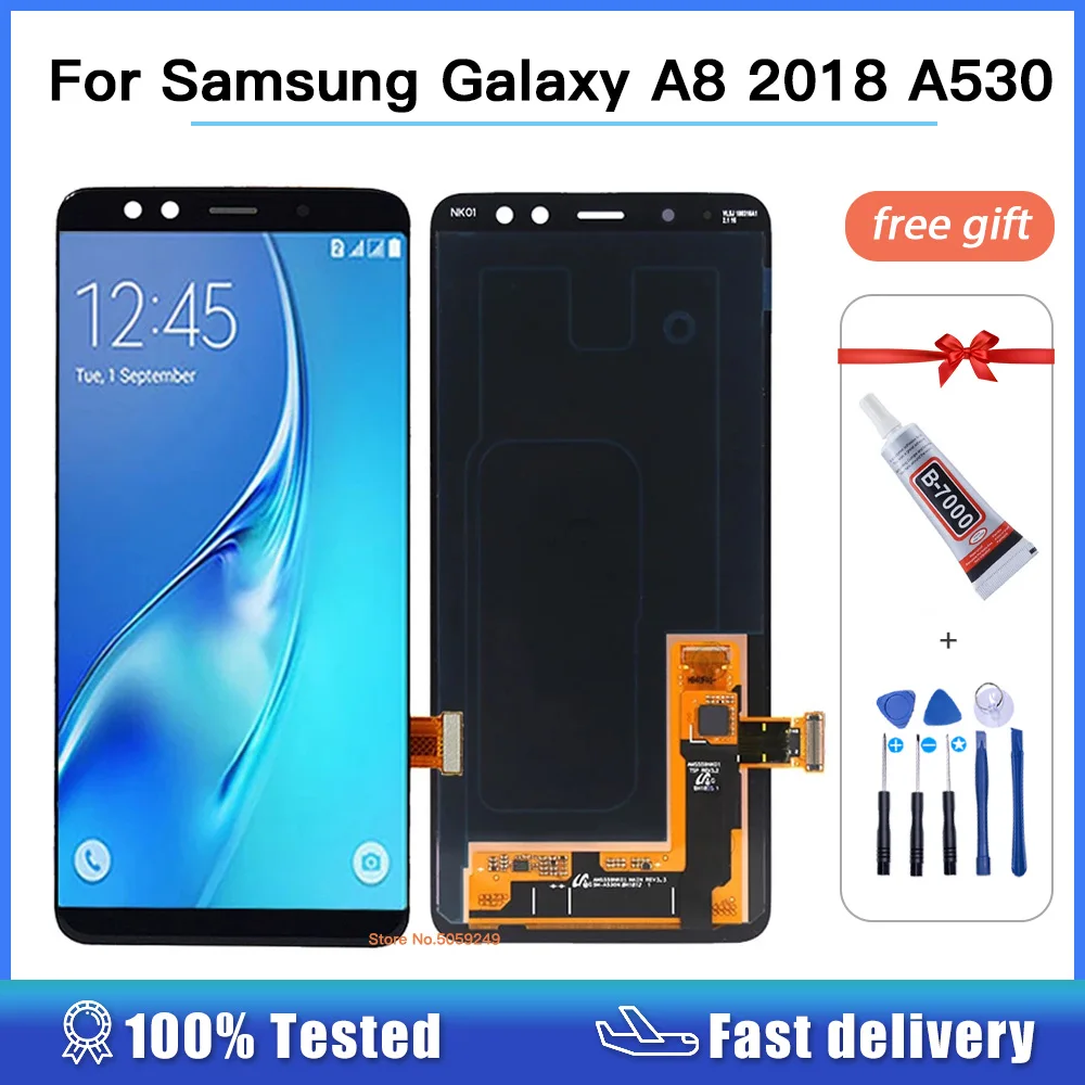 

Amoled Original For SAMSUNG GALAXY A8 2018 A530 A530F LCD Display Touch Screen Digitizer Assembly A8 2018 Duos A530F/DS A530N
