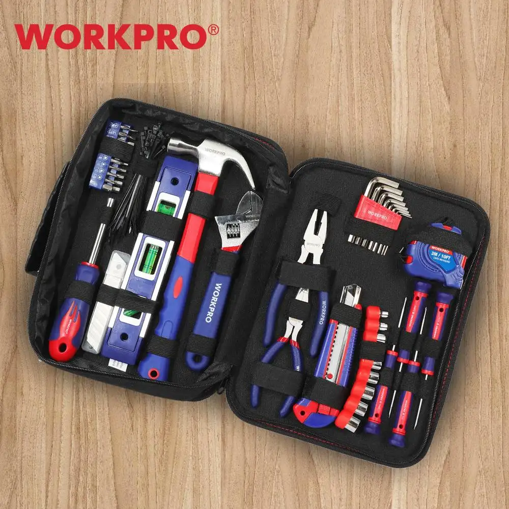 

WORKPRO 100PC Household Tool Set Kitchen Mechanic Tool Kit Pliers Screwdrivers Sockets Wrenches Hammer Knife