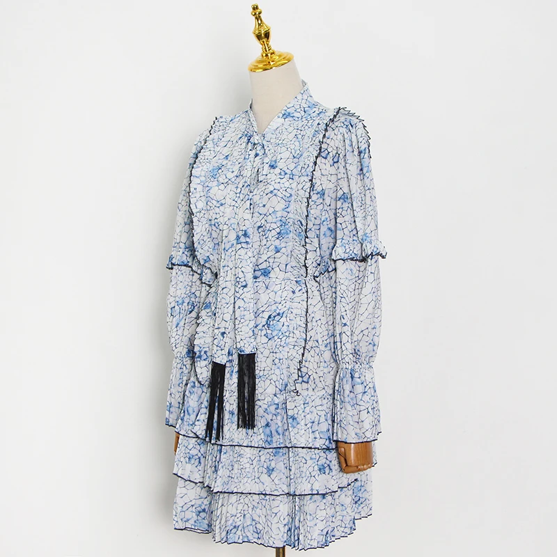 Print Dress For Women Bow Collar Flare Long Sleeve Hit Color Lace Up Vintage Dresses Female 2021 Spring Clothes New
Print Dress For Women Bow Collar Flare Long Sleeve Hit Color Lace Up Vintage Dresses Female 2021 Spring Clothes New