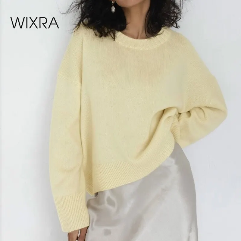 Wixra Ladies Knitted Sweater Women's Pullovers Knit Jumper Autumn Winter Basic Women Sweaters Soft Tops New Knitwear | Женская