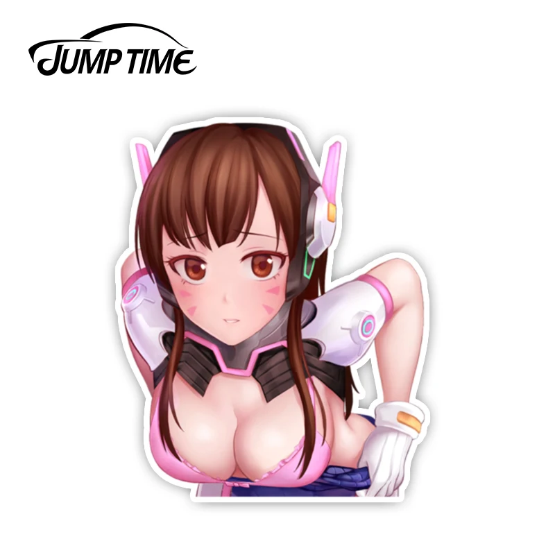 Время прыжка 13 см x 10 6 D.Va Peeker большая голова Overwatch аниме наклейка виниловый бампер