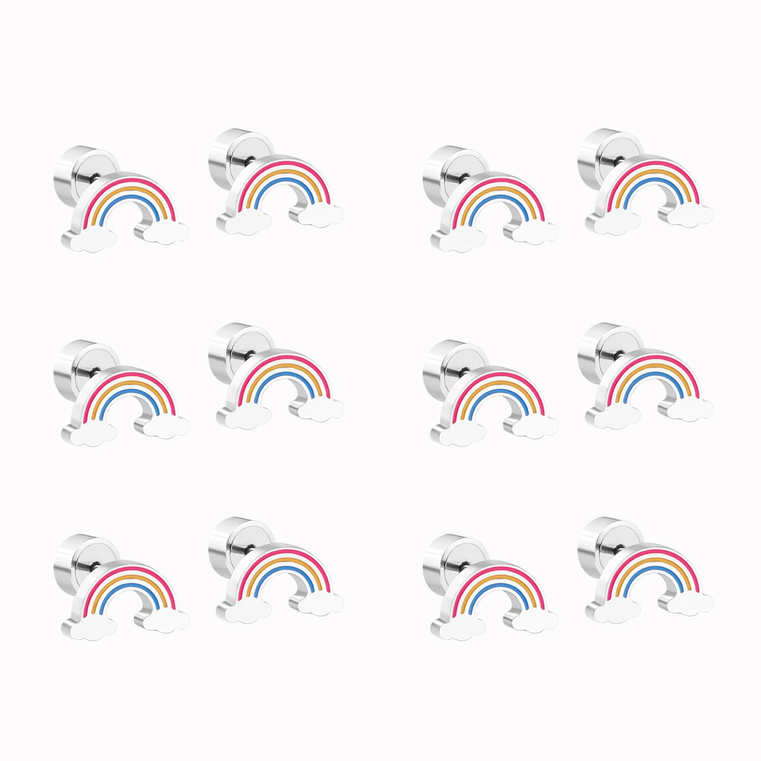 LUXUKISSKIDS 12Pairs/Lots New Arrival Fashion Rainbow Stainless Steel 8mm Silver Color Trendy Wholesale Girls Friendship Jewelry
LUXUKISSKIDS 12Pairs/Lots New Arrival Fashion Rainbow Stainless Steel 8mm Silver Color Trendy Wholesale Girls Friendship Jewelry