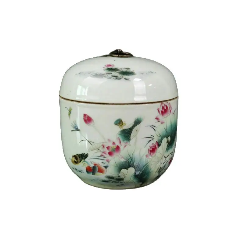 

Chinese Old Porcelain Pastel Mandarin Duck Bird pattern Cover Jar Receiving Tank Cover Can