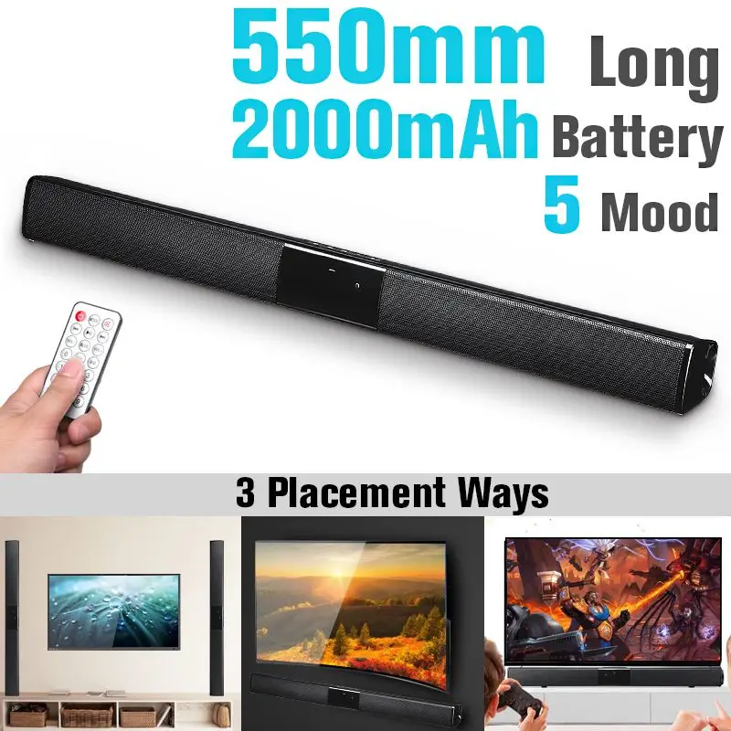 20W Portable Wireless Column Soundbar Bluetooth Speaker Powerful 3D Music Sound bar Home Theater Aux 3.5mm TF For TV PC
20W Portable Wireless Column Soundbar Bluetooth Speaker Powerful 3D Music Sound bar Home Theater Aux 3.5mm TF For TV PC