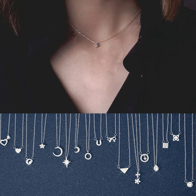 Luokey Korea Fashion Simple Choker Necklace Silver Color Star Moon Heart Bowknot Pendant Necklace Make A Wish Card Lucky Jewelry
Luokey Korea Fashion Simple Choker Necklace Silver Color Star Moon Heart Bowknot Pendant Necklace Make A Wish Card Lucky Jewelry