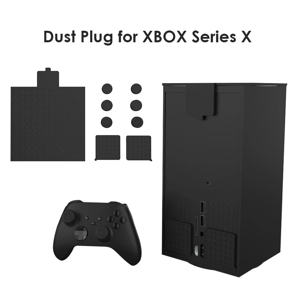 For Xbox Series X Game Console Silicone Dust Plugs with Controller Thumb Grips Dust Proof Mesh Filter Jack Cover Stopper Case
For Xbox Series X Game Console Silicone Dust Plugs with Controller Thumb Grips Dust Proof Mesh Filter Jack Cover Stopper Case