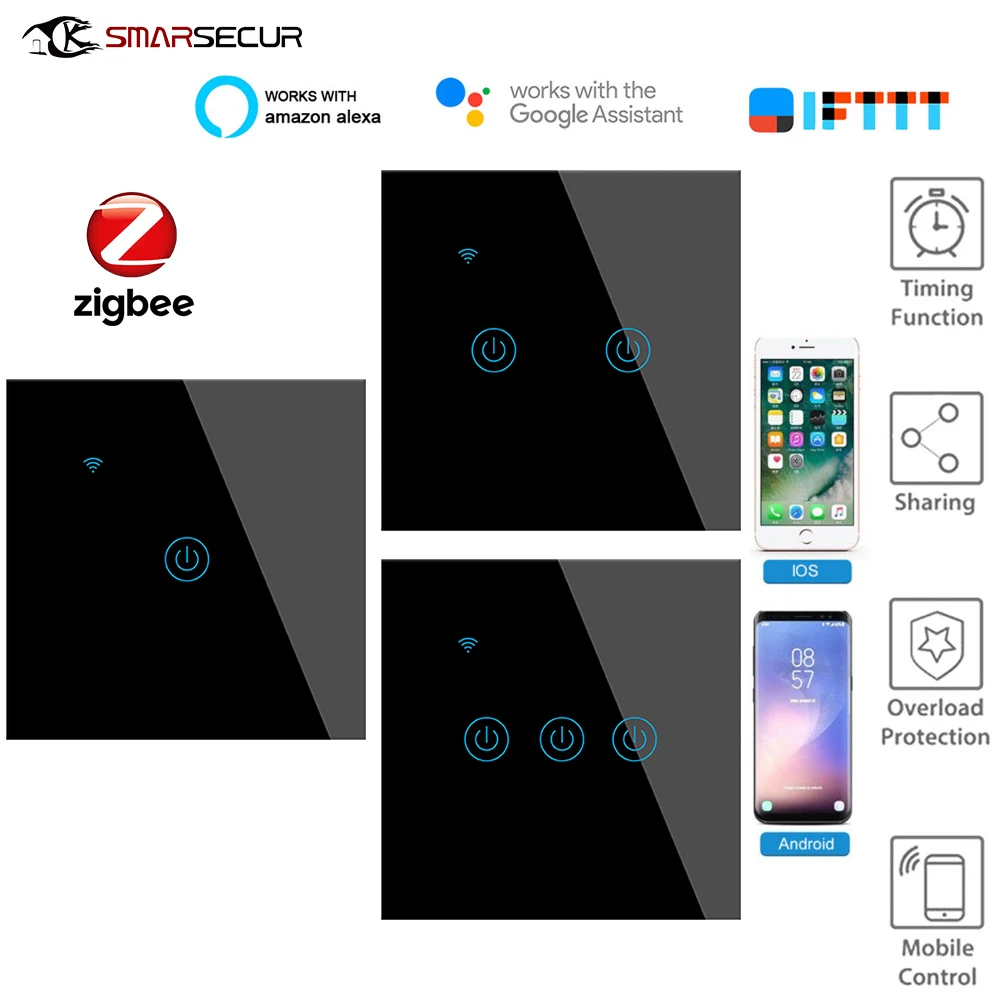 Tuya EU Tuya/Smart Life NL type 1/2/3 Gang 1 Way Zigbee Touch Switch for Google Home Alexa Voice Control
Tuya EU Tuya/Smart Life NL type 1/2/3 Gang 1 Way Zigbee Touch Switch for Google Home Alexa Voice Control