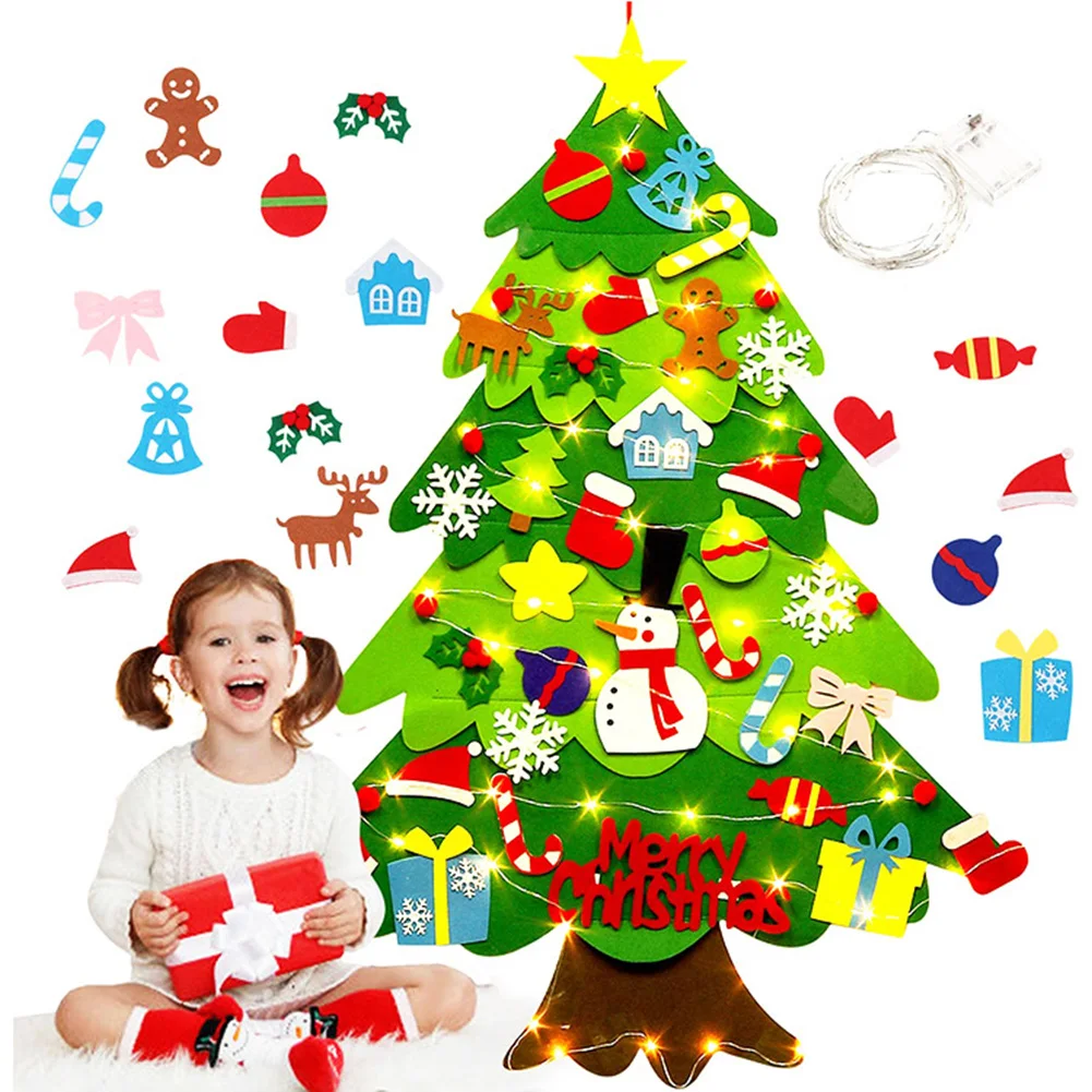 Kids DIY Felt Christmas Tree Set with Ornaments, Battery Powered LED String Lights Christmas Decorations Kids Gift Home Decor
Kids DIY Felt Christmas Tree Set with Ornaments, Battery Powered LED String Lights Christmas Decorations Kids Gift Home Decor
