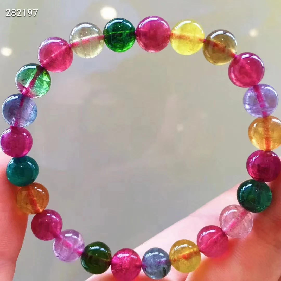 7.5mm Natural Colorful Tourmaline Clear Round Beads Bracelet Women Men Crystal Jewelry Candy Rainbow Tourmaline AAAAAAA
7.5mm Natural Colorful Tourmaline Clear Round Beads Bracelet Women Men Crystal Jewelry Candy Rainbow Tourmaline AAAAAAA
