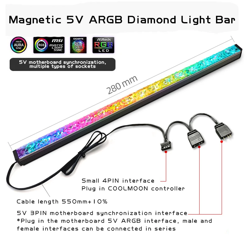 COOLMOON Diamond Light Bar RGB Chassis Decorative Light Bar LED Symphony AURA Motherboard God Light Synchronized Hard Light Bar
COOLMOON Diamond Light Bar RGB Chassis Decorative Light Bar LED Symphony AURA Motherboard God Light Synchronized Hard Light Bar