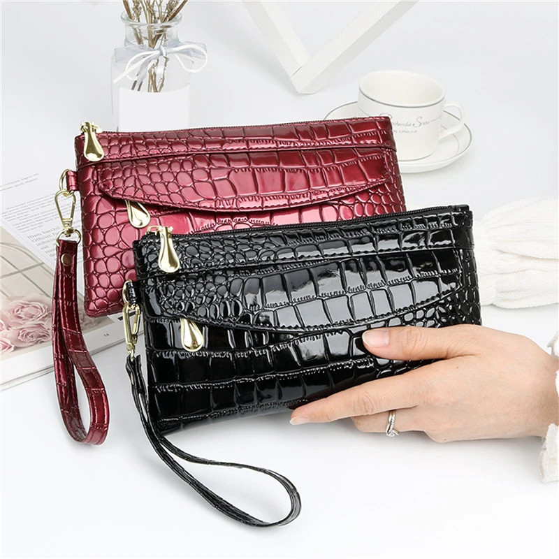 Patent Leather Women's Wallets Fallow Long Ladies Double Zipper Wallet Clutch Bag Design Red Purse Crocodile Purses
Patent Leather Women's Wallets Fallow Long Ladies Double Zipper Wallet Clutch Bag Design Red Purse Crocodile Purses