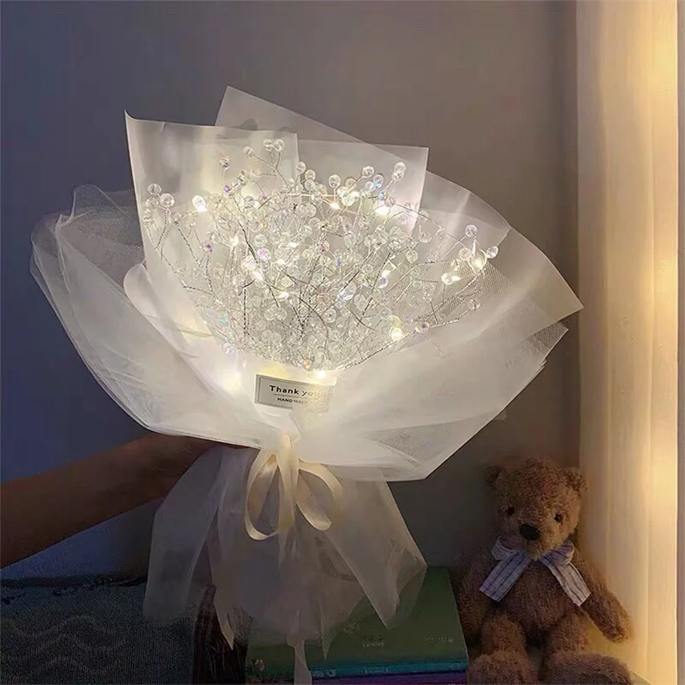 DIY Beaded Bouquet Artificial Bouquet with Acrylic Bead Drop Home Decor Flower With Light Valentine's Day Wedding Birthday Gift
DIY Beaded Bouquet Artificial Bouquet with Acrylic Bead Drop Home Decor Flower With Light Valentine's Day Wedding Birthday Gift