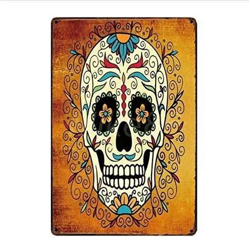 Sugar Skull Mexican Style Poster Funny Art Decor Vintage Aluminum Retro Metal Tin Sign Painting Decorative Signs
Sugar Skull Mexican Style Poster Funny Art Decor Vintage Aluminum Retro Metal Tin Sign Painting Decorative Signs