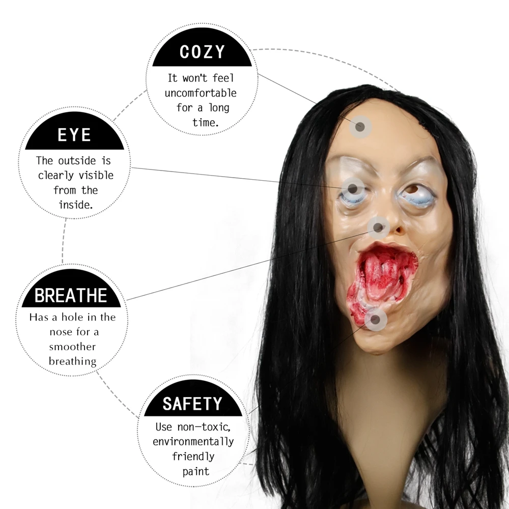 Waylike Halloween Banshee Scary Latex Mask Masquerade Halloween Mask Long Hair Ghost Scary Mask 
Waylike Halloween Banshee Scary Latex Mask Masquerade Halloween Mask Long Hair Ghost Scary Mask