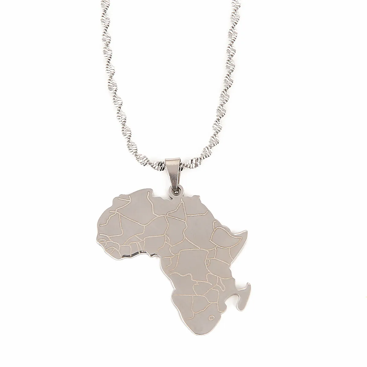 Stainless Steel Silver Color African Map Pendant Necklace Fashion of Africa Jewelry | Украшения и аксессуары