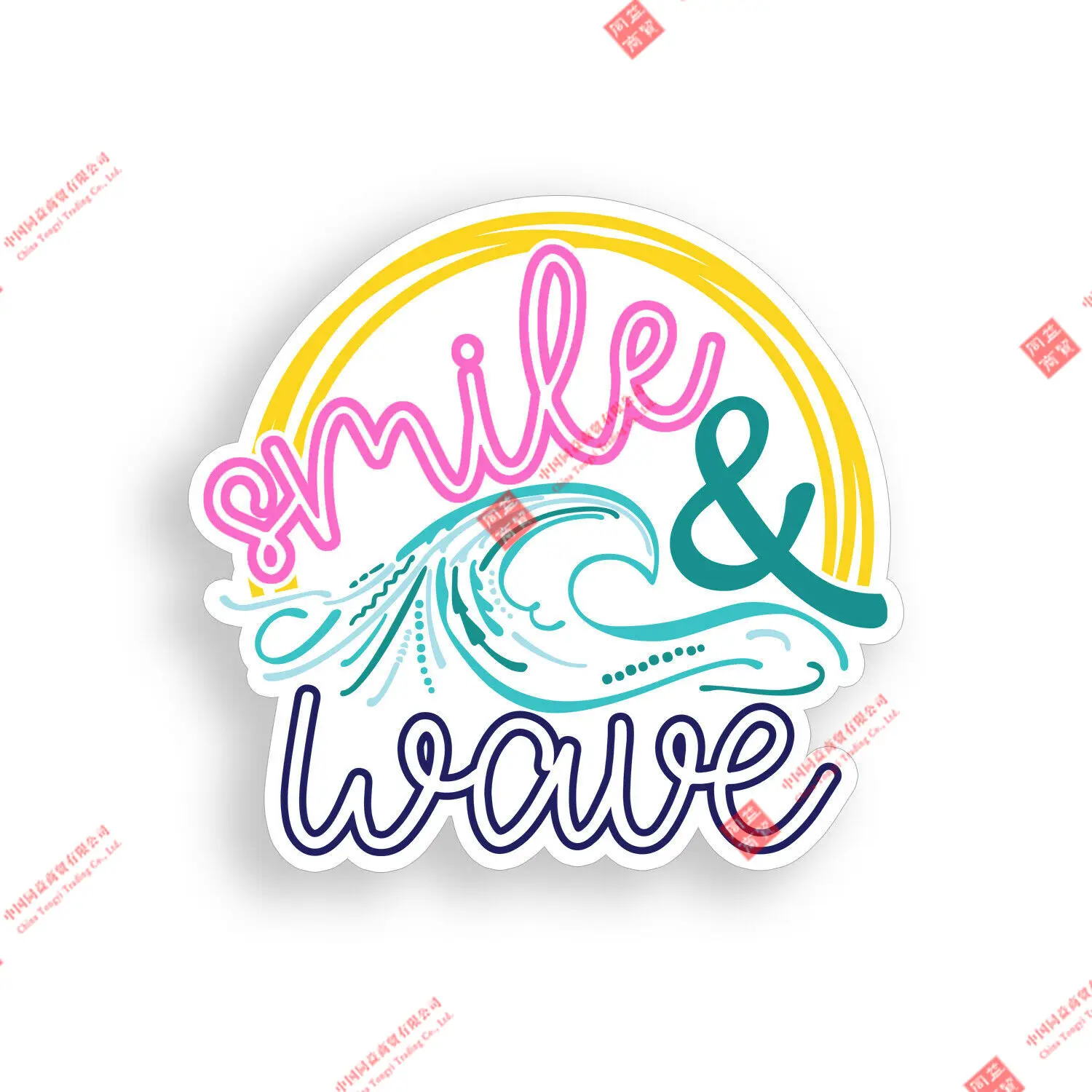 

Виниловая наклейка Smile & Wave, Кубок для пляжа, океан, охлаждение, лэптоп, автомобиль, окно, бампер, гоночная фотография