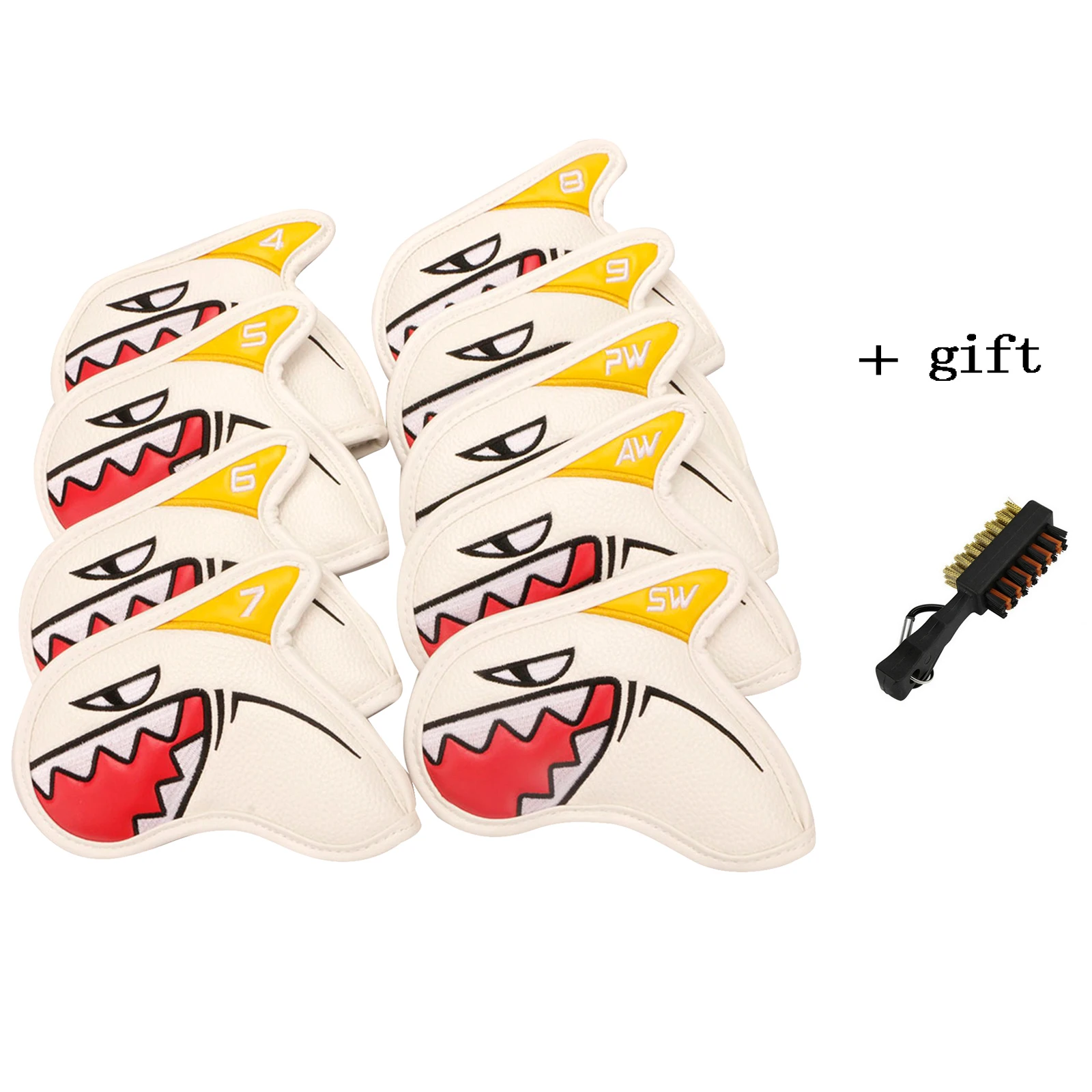 Golf Club Head Covers Shark Shape 9 pcs Colourful Number PU Golf Iron Head Covers Set Black Headcover Fit All Brands
Golf Club Head Covers Shark Shape 9 pcs Colourful Number PU Golf Iron Head Covers Set Black Headcover Fit All Brands