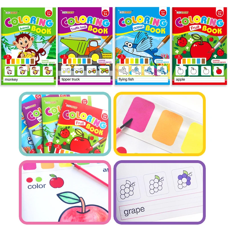 Children Drawing Toys Paint With Water Coloring Books Cute Cartoon Animals Sealife Fruits Dinosaur Filling Color Painting Games
Children Drawing Toys Paint With Water Coloring Books Cute Cartoon Animals Sealife Fruits Dinosaur Filling Color Painting Games