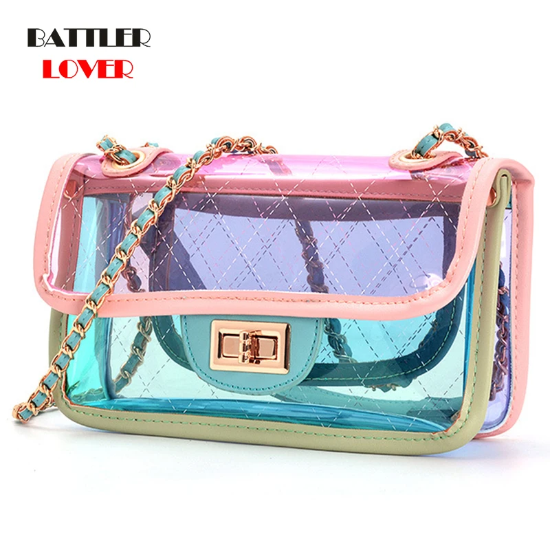 Women Diamond Lattice Handbags New PVC Transparent Design Shoulder Bags For Female Colorful Crossbody Flaps Ladies Casual Purses
Women Diamond Lattice Handbags New PVC Transparent Design Shoulder Bags For Female Colorful Crossbody Flaps Ladies Casual Purses