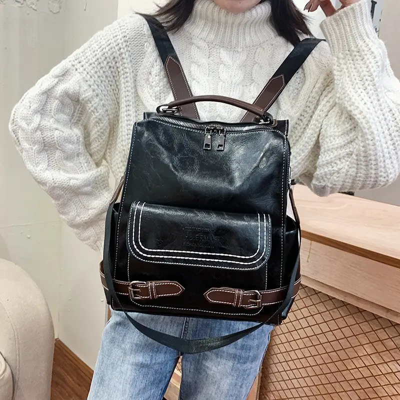 2021 new retro ladies anti-theft backpack student brown school bag female waterproof laptop handbag leather big travel backpack
2021 new retro ladies anti-theft backpack student brown school bag female waterproof laptop handbag leather big travel backpack