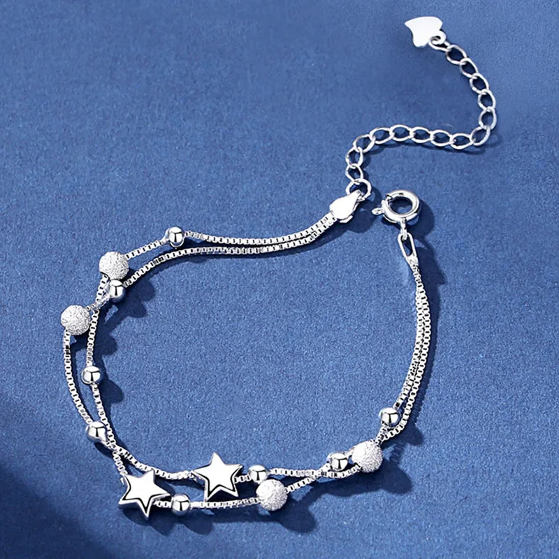 S925 Sterling Silver Double Layer Star Bracelet Female Ins Niche Design Simple Romantic Star Transfer Bead Bracelet
S925 Sterling Silver Double Layer Star Bracelet Female Ins Niche Design Simple Romantic Star Transfer Bead Bracelet