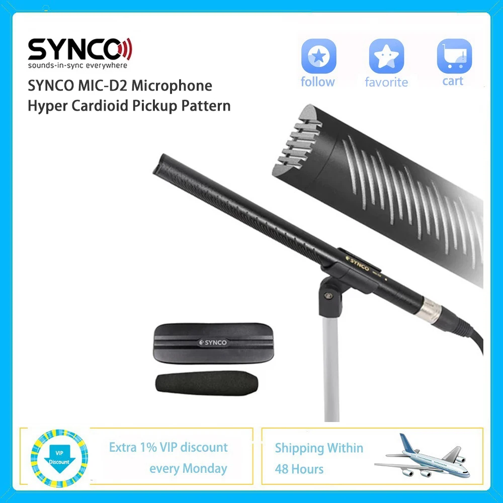 Synco Mic-D2 Professional Hypercardioid Condenser Broadcast Microphone Ultra-Flat Frequency Response Extremely Low Self-Noise
Synco Mic-D2 Professional Hypercardioid Condenser Broadcast Microphone Ultra-Flat Frequency Response Extremely Low Self-Noise