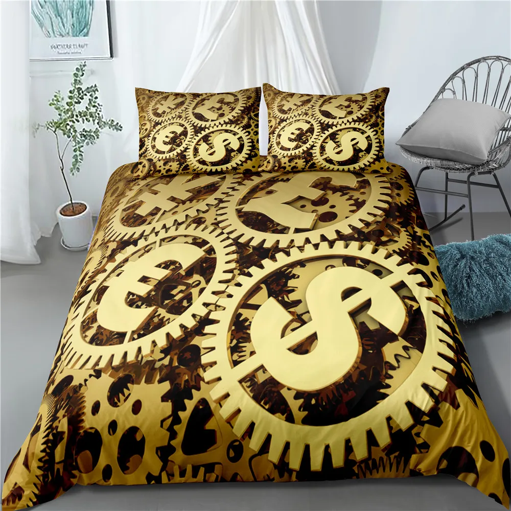 Single luxury quilt cover money dream quilt cover bedding 3D printed bedding quilt cover pillowcase money gear quilt cover 3PCS 
Single luxury quilt cover money dream quilt cover bedding 3D printed bedding quilt cover pillowcase money gear quilt cover 3PCS