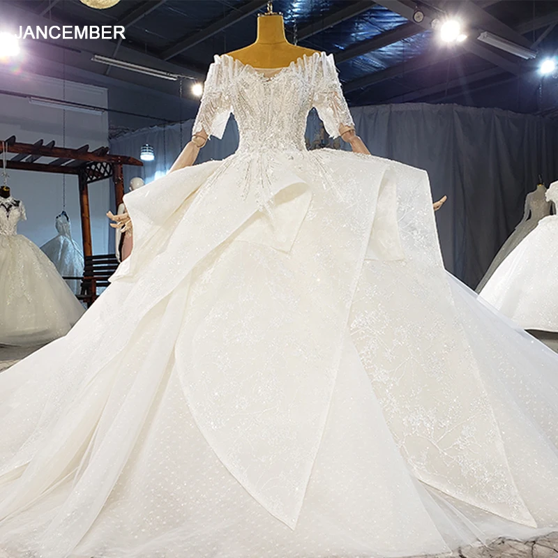 HTL2145 Elegant White Short Sleeve Off Shoulder Luxury Wedding Dress 2021 Back Transparent Lace-Up Wedding Dress
HTL2145 Elegant White Short Sleeve Off Shoulder Luxury Wedding Dress 2021 Back Transparent Lace-Up Wedding Dress