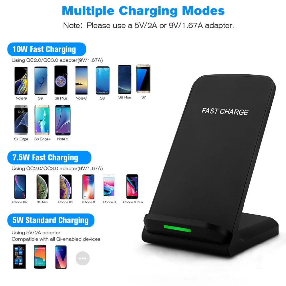 Nohon Qi Certified Fast Wireless Charger for iPhone 11 Pro Max XS Max XR X 8 Wireless Charging for Samsung S10 S9 S8 Plus Note10 
Nohon Qi Certified Fast Wireless Charger for iPhone 11 Pro Max XS Max XR X 8 Wireless Charging for Samsung S10 S9 S8 Plus Note10