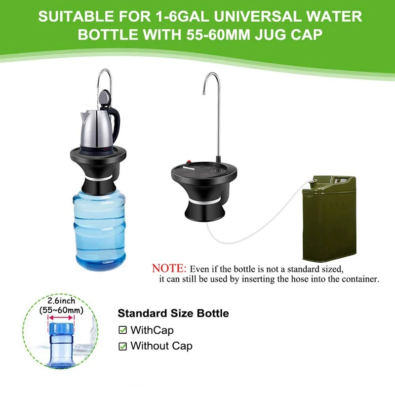 Water Bottle Dispenser Pump Automatic Electric Drinking Water Jug Pump for 1-5 Gallon Bottle Usb Rechargeable Li-Ion Ultra-Hygie
Water Bottle Dispenser Pump Automatic Electric Drinking Water Jug Pump for 1-5 Gallon Bottle Usb Rechargeable Li-Ion Ultra-Hygie