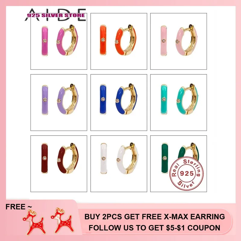 Aide 925 Silver Earring Enamel Colorful Sterling S925 Plata Women Huggie Earring With Zircon Dripping Oil Craft Women Pendientes
Aide 925 Silver Earring Enamel Colorful Sterling S925 Plata Women Huggie Earring With Zircon Dripping Oil Craft Women Pendientes