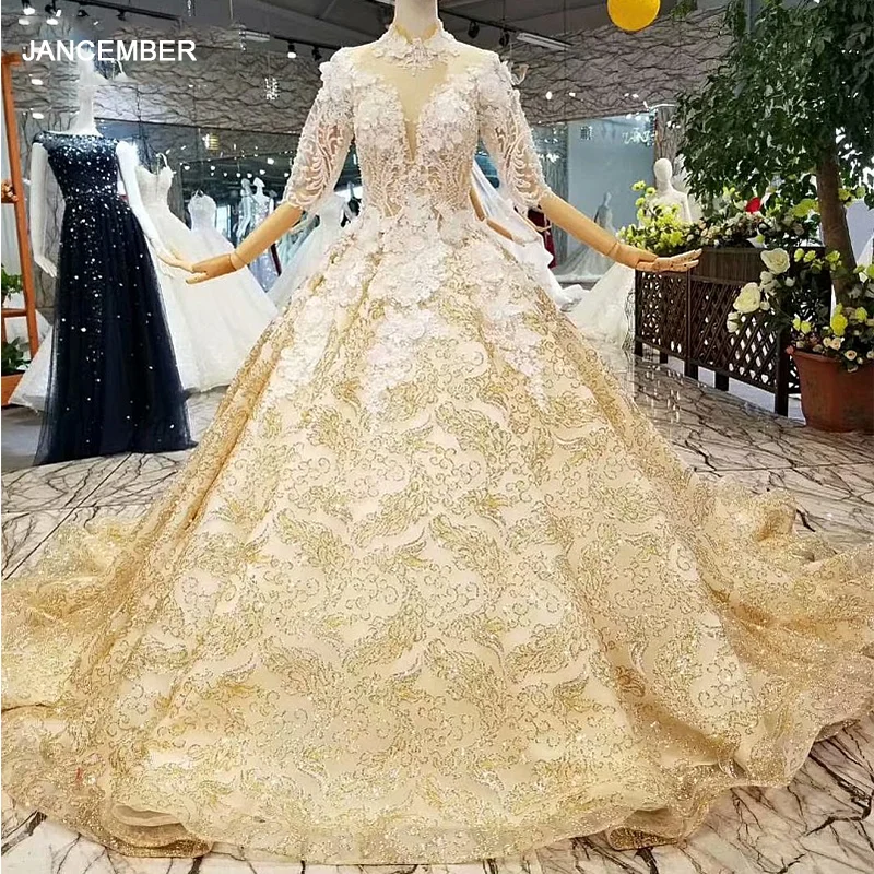 LS547001 Бесплатная доставка Золотые женские вечерние платья с длинным рукавом и