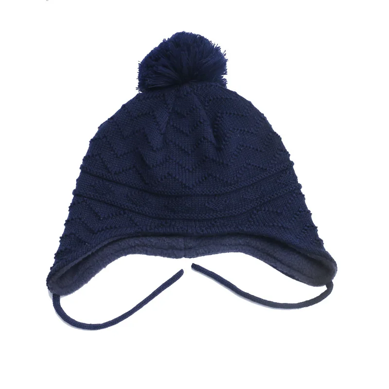Вязаная Детская зимняя шапка с помпонами детская закрывающая уши для мальчиков и