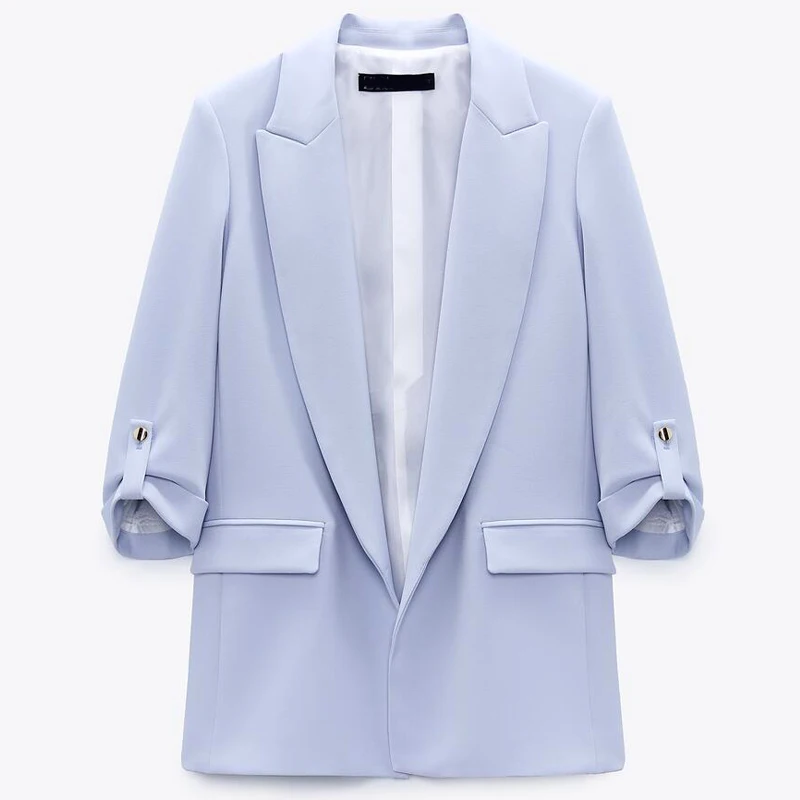 New Spring Autumn Women Fashion White Blue Blazers And Jackets Casual Solid Pockets Suit Coat Female Elegant Office Outwear
New Spring Autumn Women Fashion White Blue Blazers And Jackets Casual Solid Pockets Suit Coat Female Elegant Office Outwear