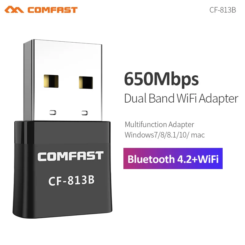 Фото Беспроводной Wi Fi адаптер 650 Мбит/с 2 4/5 8 ГГц Bluetooth 4 2|Адаптеры и брелки USB/Bluetooth| |