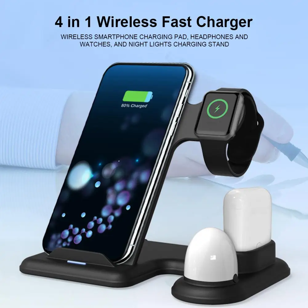 4 in 1 Wireless Charger Multifunctional Fast Charging Stand with Night Light for Watch Mobile Phone Headset
4 in 1 Wireless Charger Multifunctional Fast Charging Stand with Night Light for Watch Mobile Phone Headset