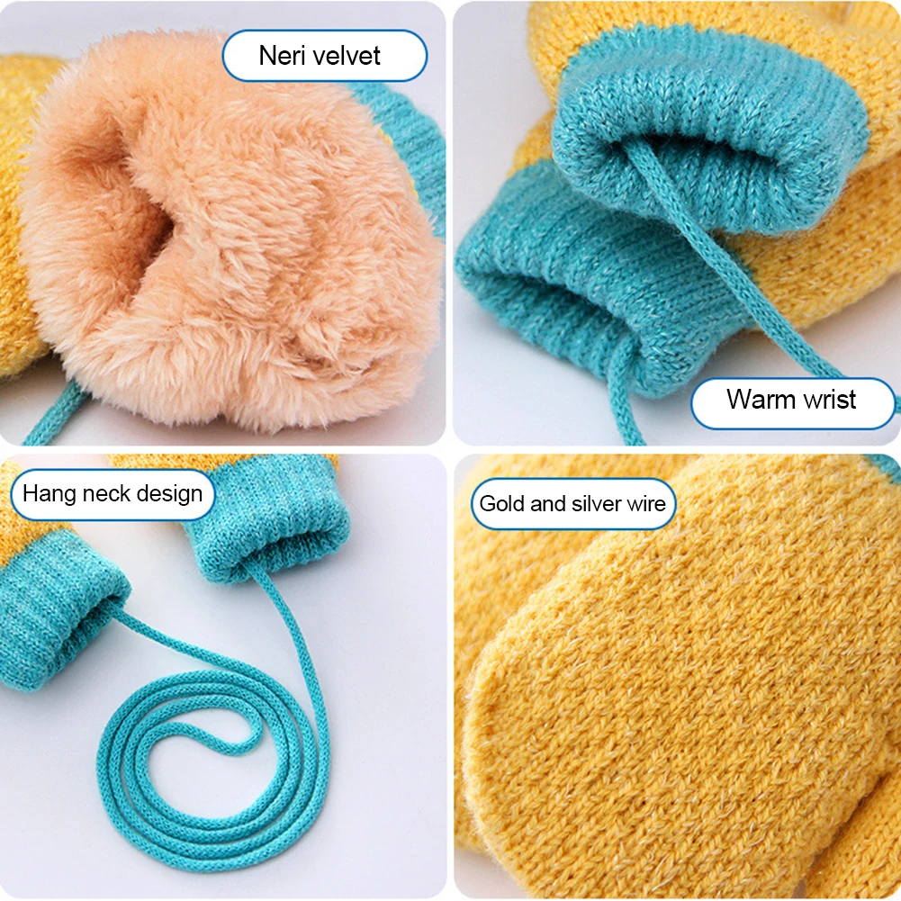 Lovely Solid Color Kids Boys Girls Knitted Full Finger Rope Hanging Neck Gloves Warm Winter Mittens plus velvet thickening warm
Lovely Solid Color Kids Boys Girls Knitted Full Finger Rope Hanging Neck Gloves Warm Winter Mittens plus velvet thickening warm