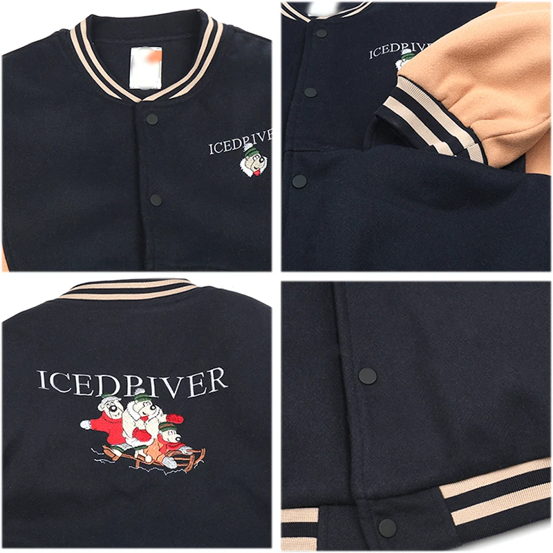 Casual Loose Baseball Uniform Women Winter Jacket Color Matching Snowman Embroidery Thicken Warm Outwear Coats Preppy Style
Casual Loose Baseball Uniform Women Winter Jacket Color Matching Snowman Embroidery Thicken Warm Outwear Coats Preppy Style
